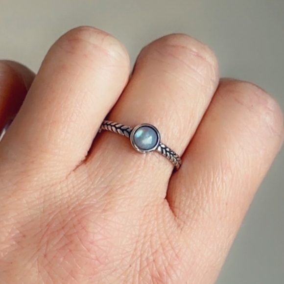 Sterling Silver Dainty Labradorite Ring - Picture 3 of 11